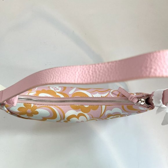 No Boundaries Half Moon Shoulder Bag Purse Retro Floral 90s Pink Orange NWT - Picture 9 of 9